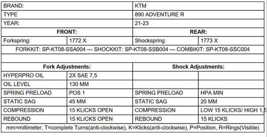 Progressive fork springs for KTM 890 Adventure R (2021-2023)