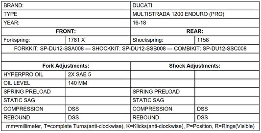 Progressive fork springs for Ducati Multistrada 1200 Enduro (Pro) 2016-2018