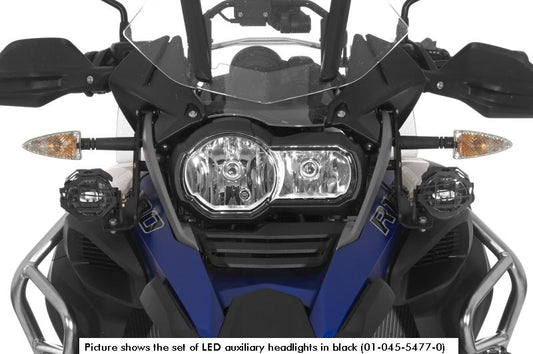 Set of LED auxiliary headlights fog right/full beam headlight left for BMW R1200GS Adventure from 2014, black