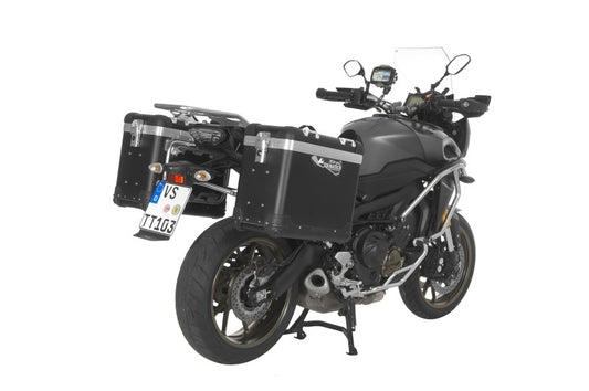 ZEGA Pro aluminium pannier system "And-Black" 38/38 litres with stainless steel rack black for Yamaha MT-09 Tracer (2015-2017)