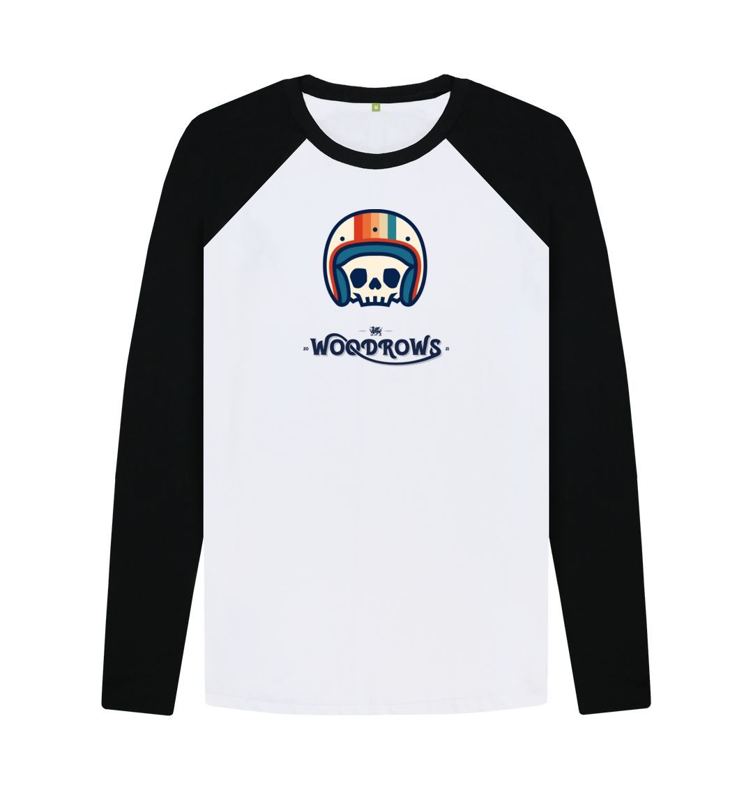 Black-White Skull Helmet Baseball T-Shirt