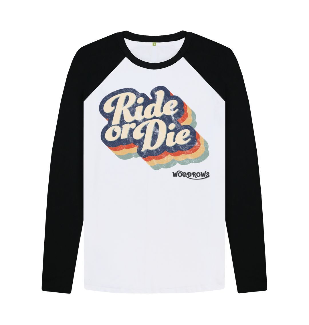 Black-White Ride Or Die Baseball T-Shirt