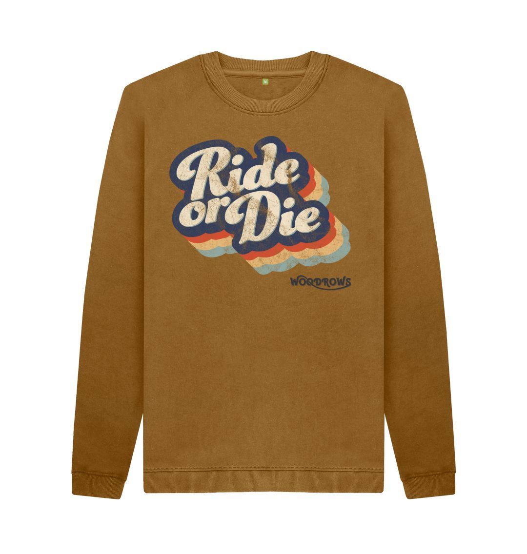 Brown Ride Or Die Crew Neck Sweater