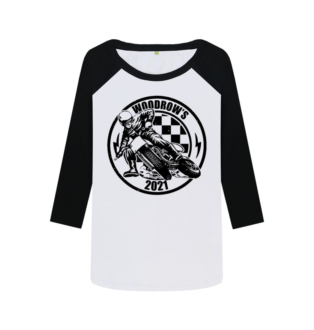 Black-White Retro MX Baseball Ladies T-Shirt