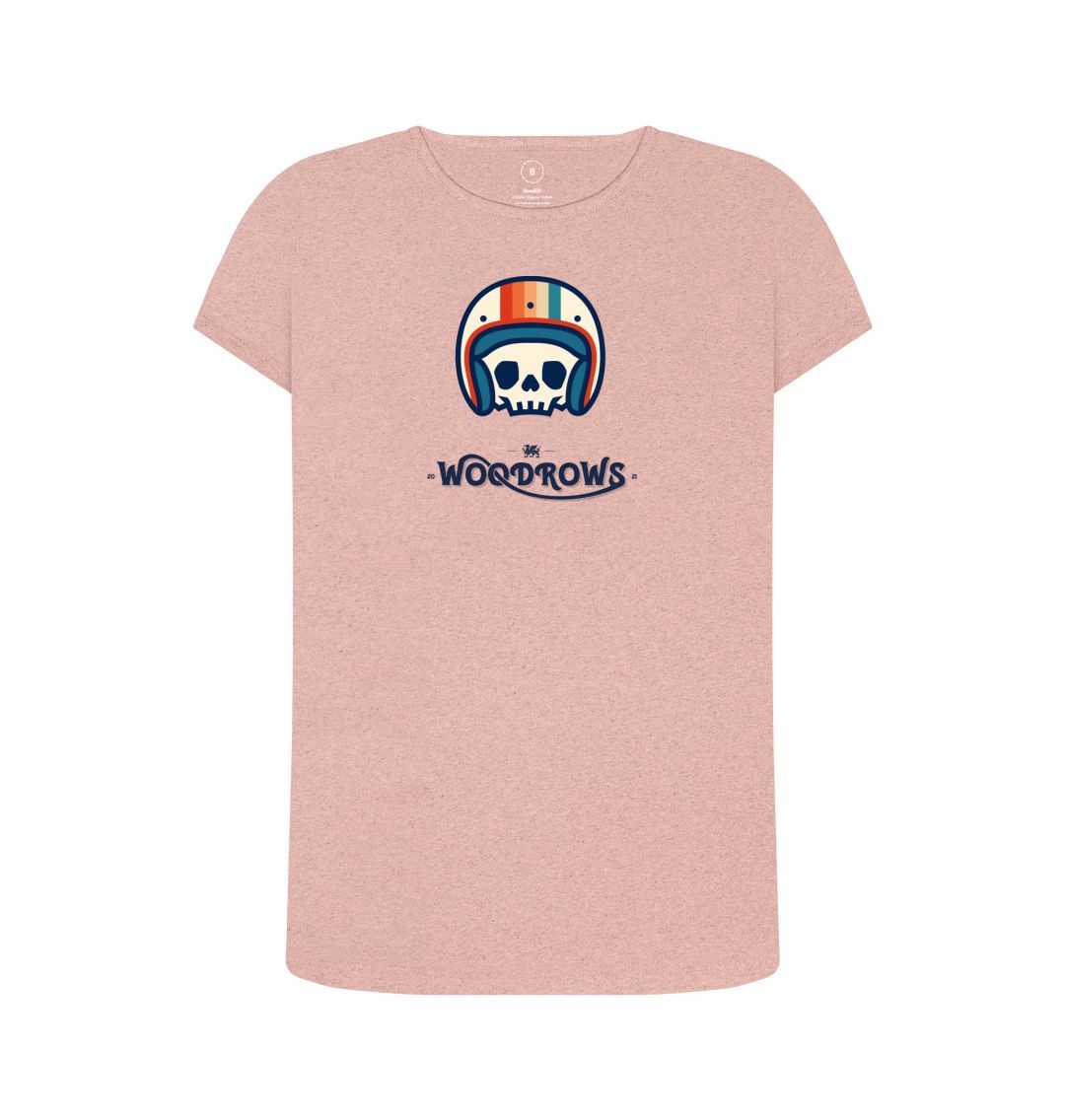 Sunset Pink Skull Helmet Remill Ladies T-Shirt