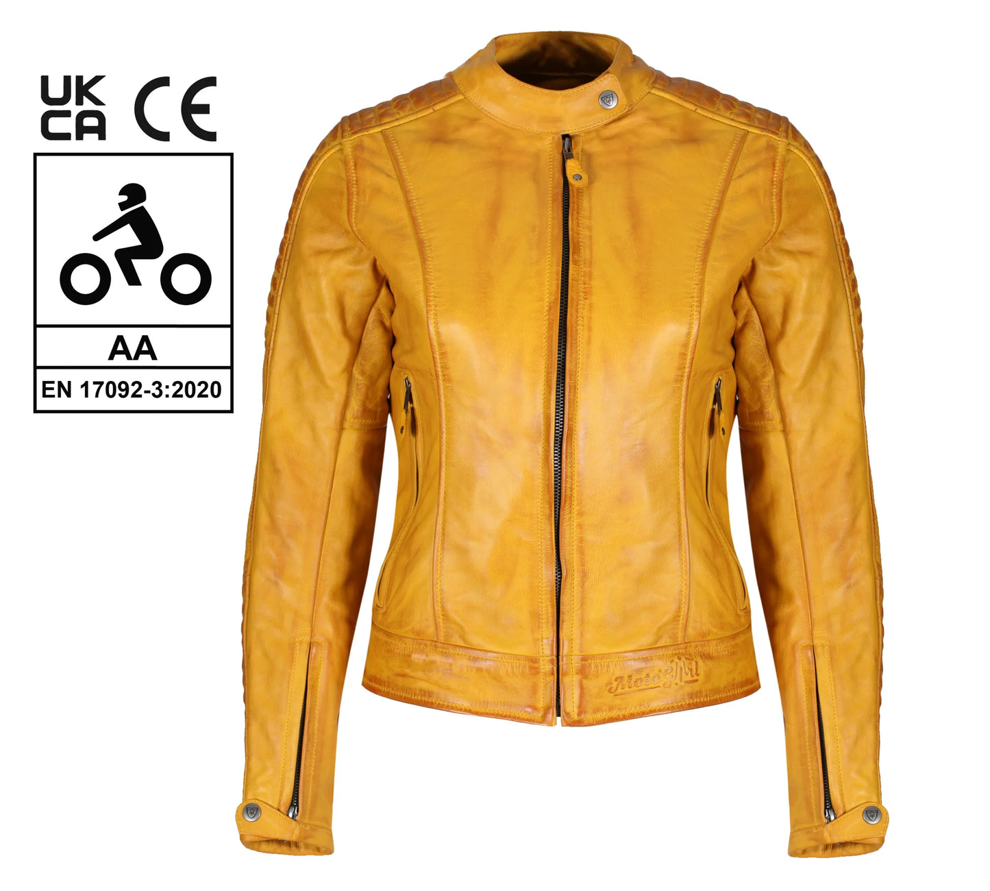 MOTOGIRL Valerie Leather Jacket Yellow